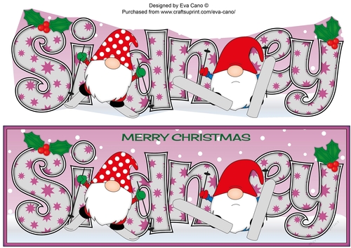 Christmas Gnomes skiing SIDNEY large dl