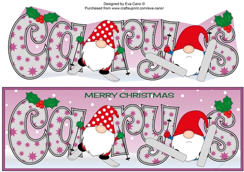 Christmas Gnomes skiing CARYS large dl