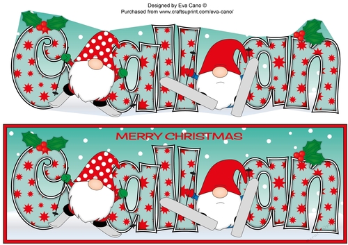 Christmas Gnomes skiing CALLAN large dl