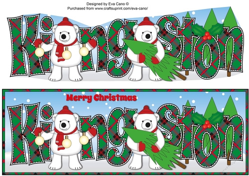 Monty Polar Bear and friend with Christmas trees KINGSTON large dl
