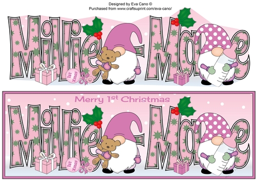 First Christmas Gnomes with baby bottle MILLIE-MAE large dl