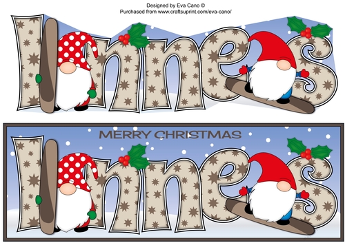 Christmas Gnomes snowboarding INNES large dl