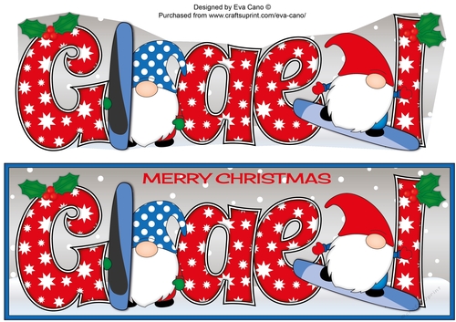 Christmas Gnomes snowboarding GAEL large dl