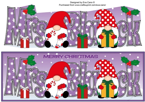 Christmas Gnomes with presents MRS BLACK large dl