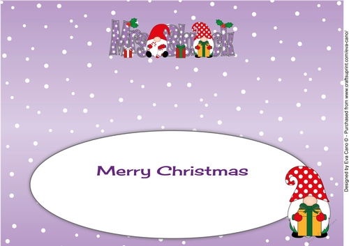 Christmas Gnomes with presents MRS BLACK large dl insert