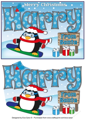 Christmas Fat Penguin Snowboarding HARRY A5
