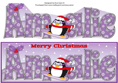 Christmas Fat Penguin Snowboarding AMALIE large dl