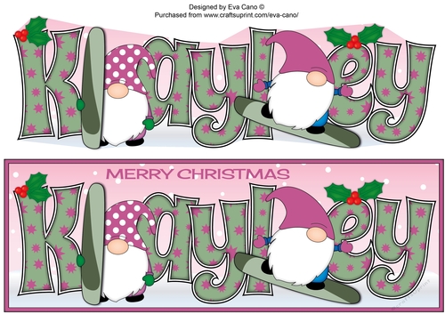 Christmas Gnomes snowboarding KAYLEY large dl