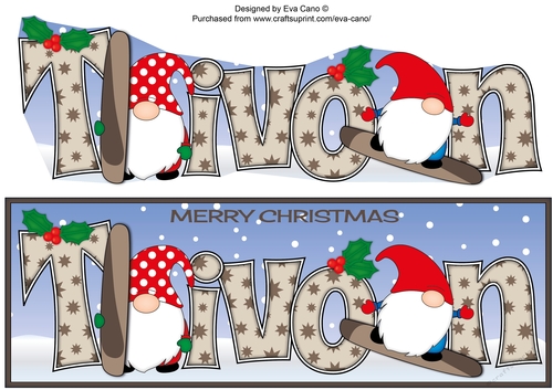 Christmas Gnomes snowboarding TIVON large dl