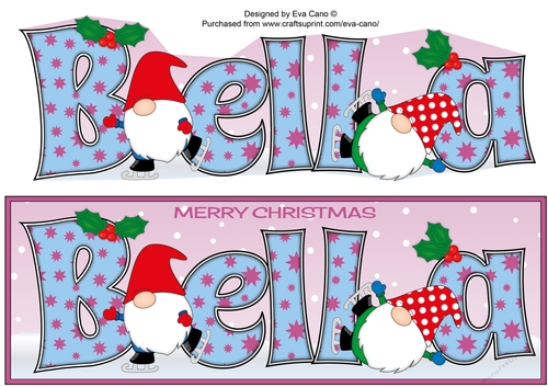 Christmas Gnomes ice skating BELLA large dl