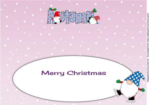Christmas Gnomes ice skating AUTUMN large dl insert