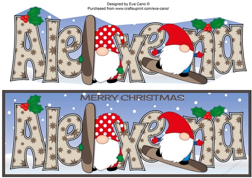 Christmas Gnomes snowboarding ALEXENA large dl