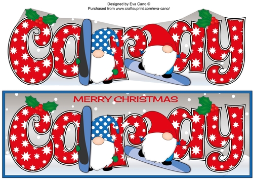 Christmas Gnomes snowboarding CORAY large dl