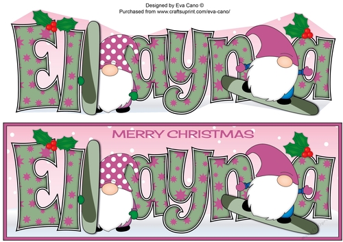 Christmas Gnomes snowboarding ELAYNA large dl