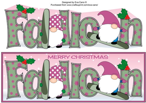 Christmas Gnomes snowboarding FALLON large dl