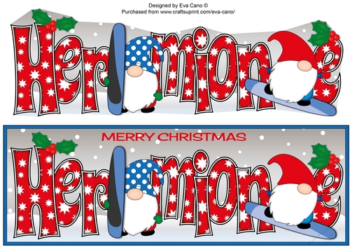Christmas Gnomes snowboarding HERMIONE large dl