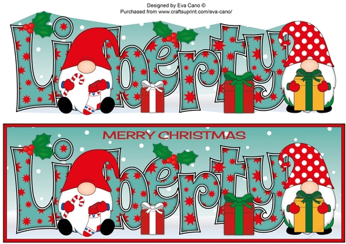 Christmas Gnomes with presents LIBERTY large dl