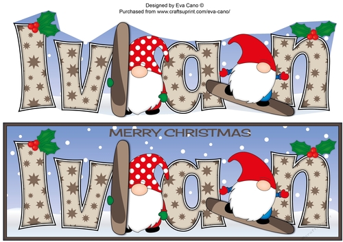 Christmas Gnomes snowboarding IVAN large dl