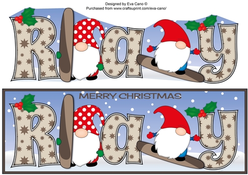 Christmas Gnomes snowboarding RAY large dl
