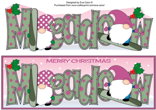 Christmas Gnomes snowboarding MEADOW large dl