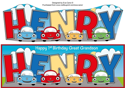 Kiddie Cars HENRY 1st Great Grandson large dl