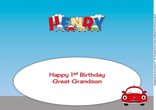 Kiddie Cars HENRY large dl 1st Great Grandson insert