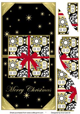 Christmas Present Vertical Fold Back Black
