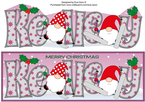 Christmas Gnomes skiing KELLEY large dl