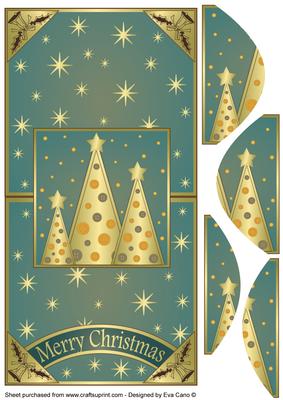 Buttons Christmas Trees Vertical Fold Back Light Blue