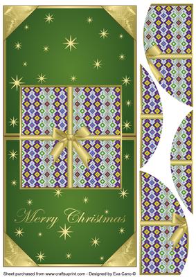 Christmas Present Vertical Fold Back Green
