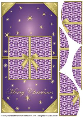 Christmas Present Vertical Fold Back Purple