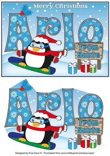 Christmas Fat Penguin Snowboarding ARLO A5