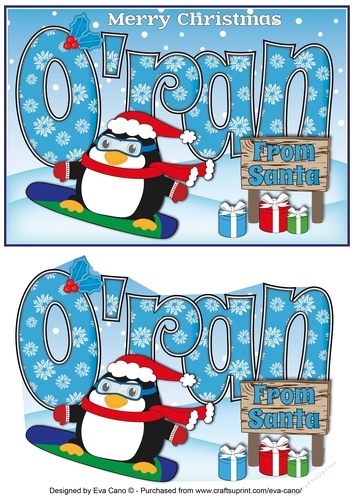 Christmas Fat Penguin Snowboarding ORAN A5
