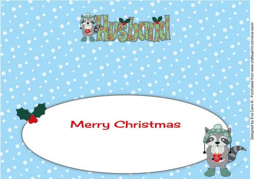 Christmas Rocky the Racoon HUSBAND large dl insert