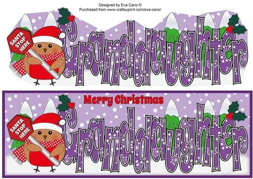 Plump Robin with Santa Sign GRANDDAUGHTER large dl