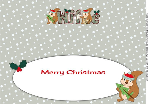 Christmas Sid the Squirrel with Christmas decorations WIFE large dl insert
