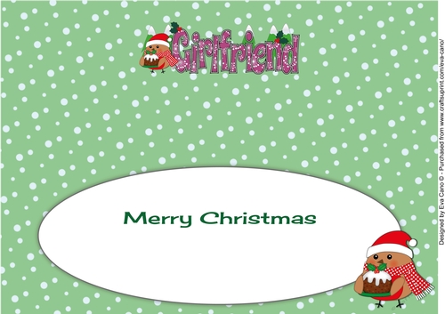 Christmas Plump Robin with Christmas Pudding GIRLFRIEND large dl insert