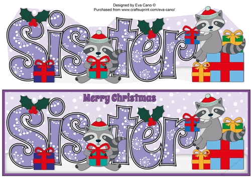 Christmas Rocky the Racoon with presents SISTER large dl