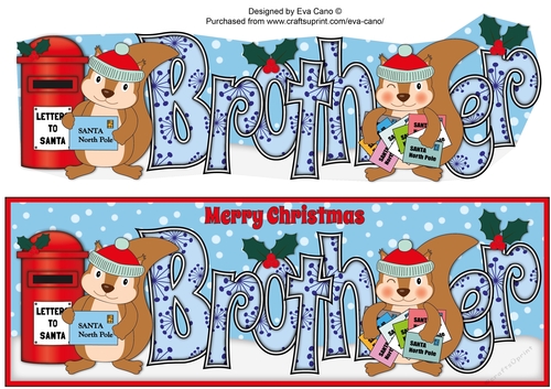Christmas Sid the Squirrel with letters to Santa BROTHER large dl