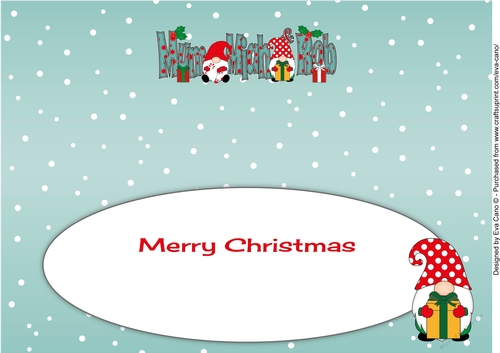 Christmas Gnomes with presents MUM, MIAH & ROB large dl insert