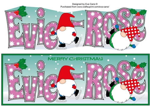 Christmas Gnomes ice skating EVIE-ROSE large dl