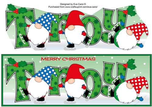 Christmas Gnomes ice skating TROY large dl