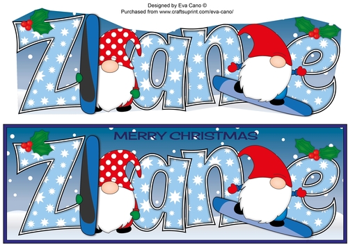 Christmas Gnomes snowboarding ZANE large dl