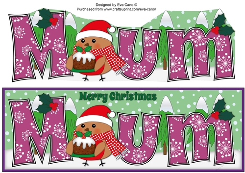 Christmas Plump Robin with Christmas Pudding MUM large dl