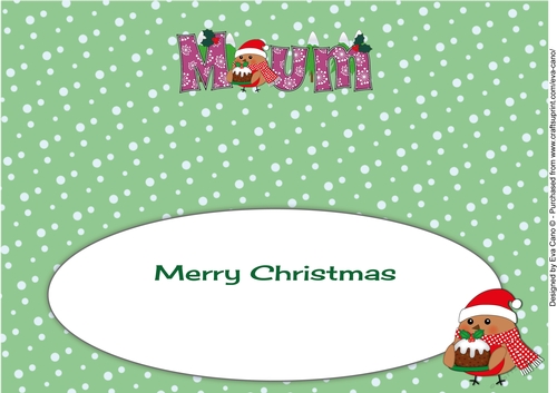 Christmas Plump Robin with Christmas Pudding MUM large dl insert
