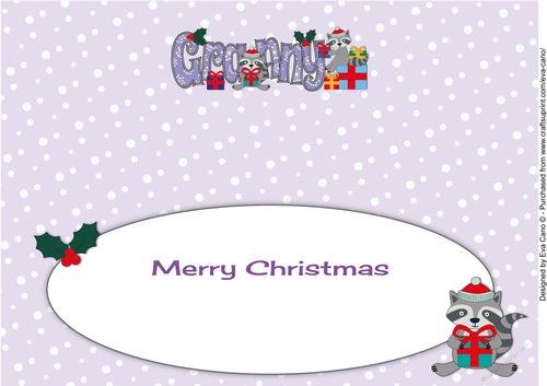 Christmas Rocky the Racoon with presents GRANNY large dl insert