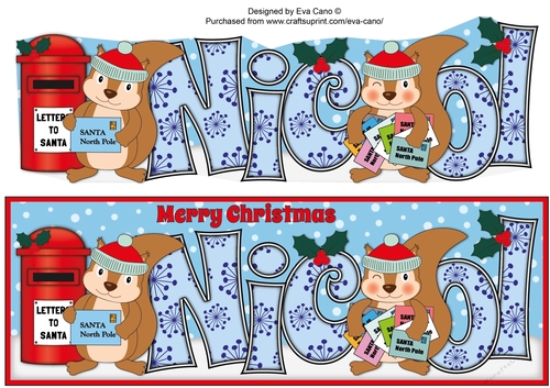 Christmas Sid the Squirrel with letters to Santa NICOL large dl