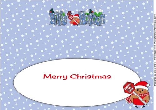 Christmas Plump Robin with Santa Sign BILLIE & NATHAN large dl insert