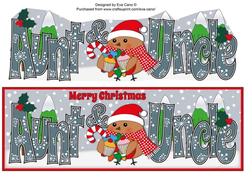 Christmas Plump Robin with Sweets AUNT & UNCLE large dl