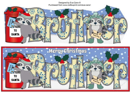Christmas Rocky the Racoon with letters to Santa BROTHER large dl